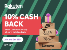 Rakuten Offering 10% Cash Back at Many Retailers October 7 – 11, 2023 – See If You Can Save